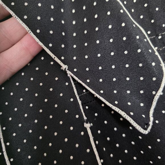 Vtg Polka Dot Dress Women M Black White Byer Too 80s Pinup Retro Picnic Tie Neck - Picture 3 of 11